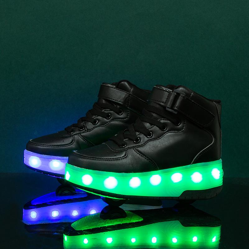 Dzieci mogą zdemontować dwukołowe buty sportowe SUB z lampką ładującą Slip Wheel Slip Boy Luminous Trampki