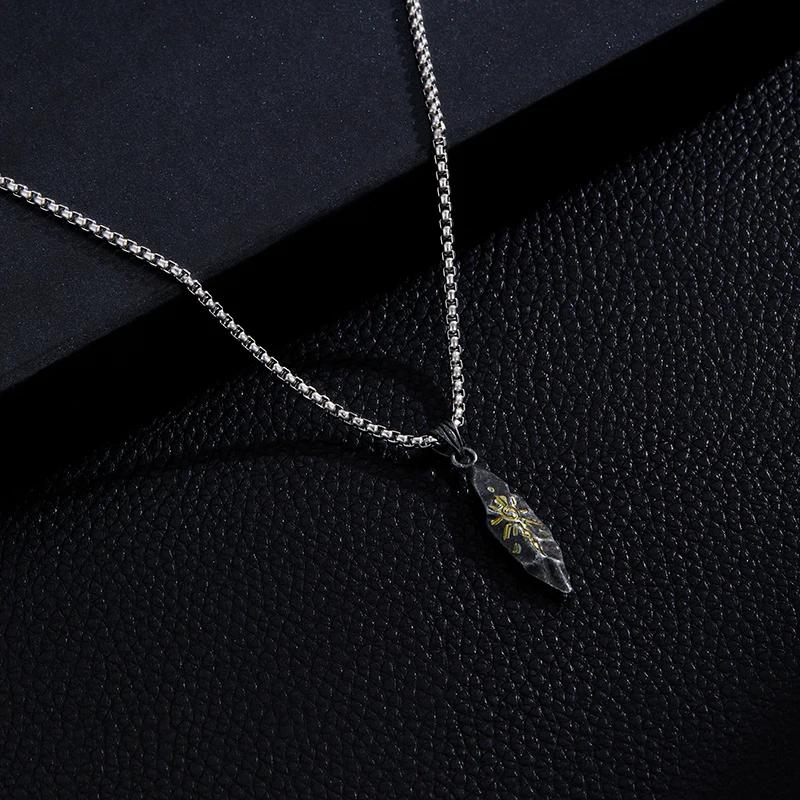 Europe And The United States Retro Carving Geometric Symbols Irregular Cut Pendant Necklace Ring 2 Pcs Of Men Women Jewelry Gift