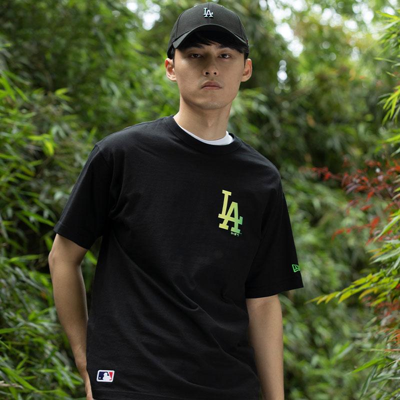 New Era SS22 MLB Series Los Angeles Dodgers Hollow Logo Casual T-Shirt Unisex Tops Black 12848795