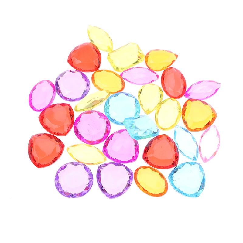 1 Set Child Diy Accessories  Box Treasure Kids Toys Acrylic Colorful Diamond Gems Plastic Large Jewels