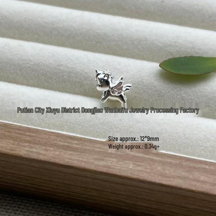 Sterling Silver 999 Chef Dog and Baguette Cat Beaded Charms on Hand-braided Rope