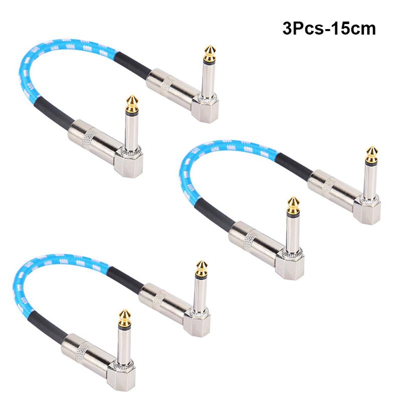 1/3Pcs Guitar Effect Pedal Patch Cable 6.35Mm Cord Low Noise Shielded Audio Cable Electric Guitar Color Braided Cable 15/30Cm