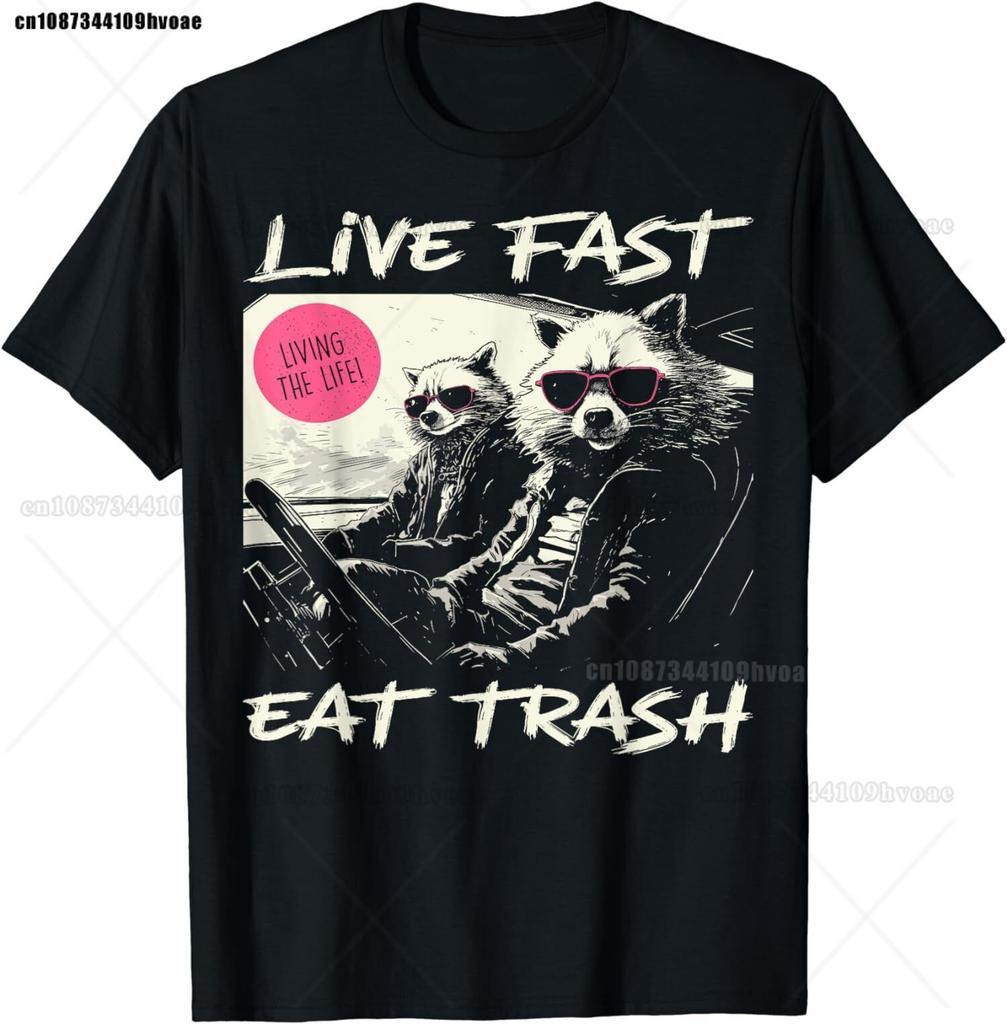 Sunset Raccoon Live Fast Eats Trash and Get Hit By A Cars Tee Unisex T Shirt