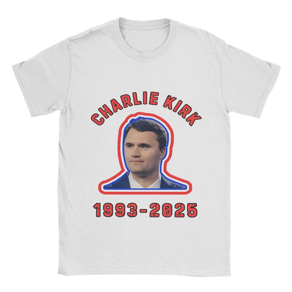 Men's Charlie Kirk T Shirt  100% Cotton Tops Funny Short Sleeve O Neck Tees Printed T-Shirt