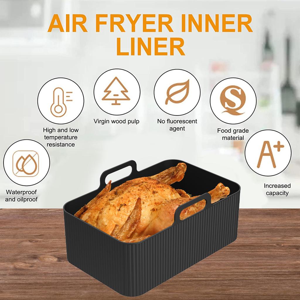 2Pcs Air Fryer Liner Baking Tray Silicone Pot Airfryer Basket for Kitchen Oven Pizza Fried Chicken Grill Pan Mat Fruit Basket