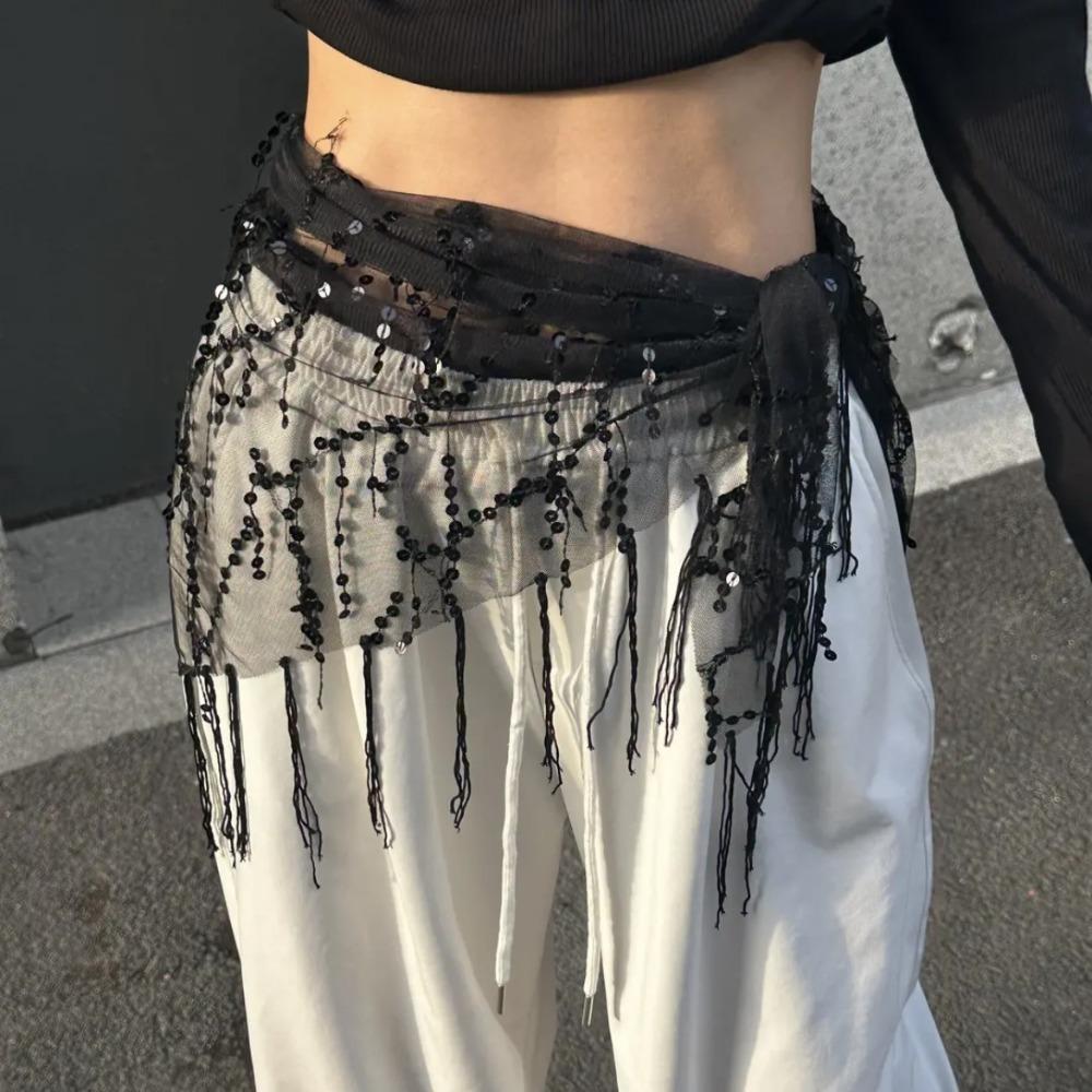 Jeans Decor Tassels Belt Hip-hop Sequin Waistband Jazz Dance Hip Scarf Waist Accessories