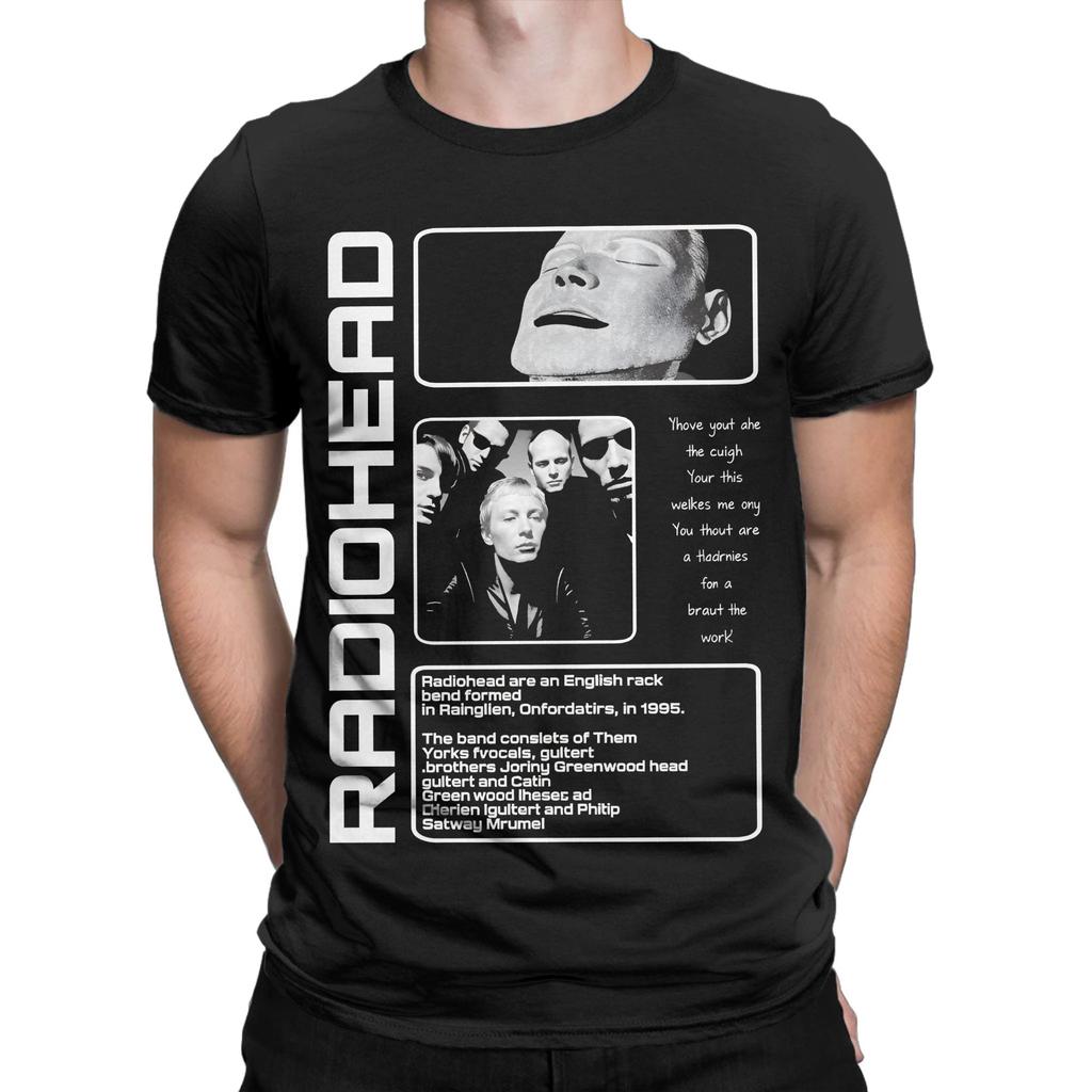 Mens TShirts Radiohead Band Vintage 100 Cotton Tees Short Sleeve T Shirt Round Collar Clothes Plus Size