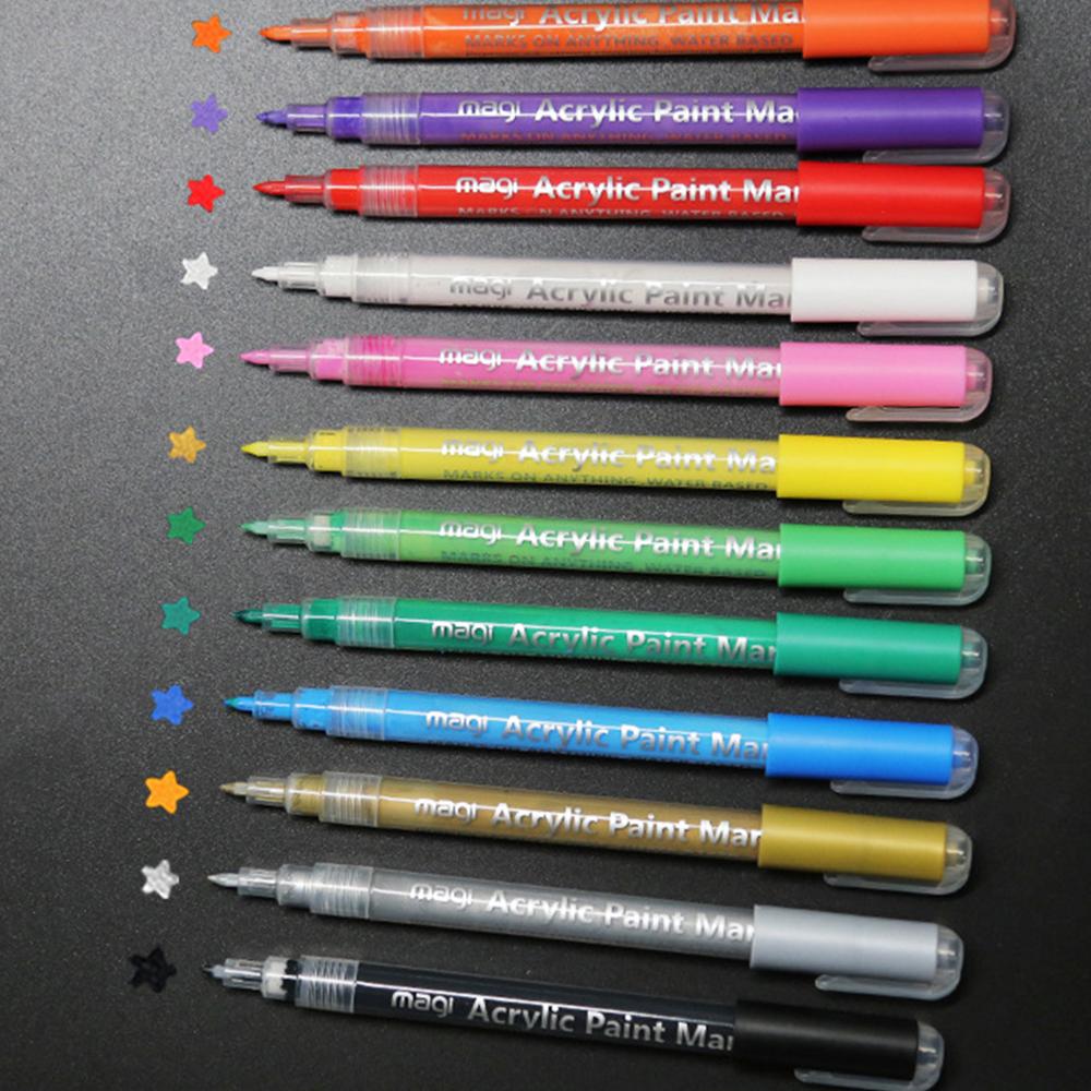 Acrylic Paint Pens 12 Colors Acrylic Paint Markers   Craft Marker Pen for Stone Glass Wood Metal Ceramics