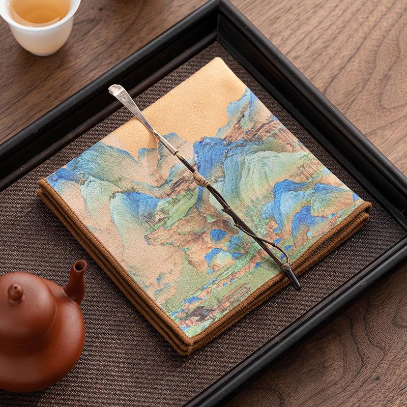 Torchon de cuisine classique chinois Peinture suède Chiffon absorbant Épaissi Chiffon de nettoyage de table Outils ménagers Cuisine