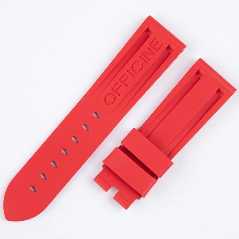 Pulseira de Relógio Macia de Borracha Fluorada de Qualidade FKM Para Acessórios de Pulseira Panerai Para Relógios PAM111/441 22mm 24mm 26mm Fivela de Pino