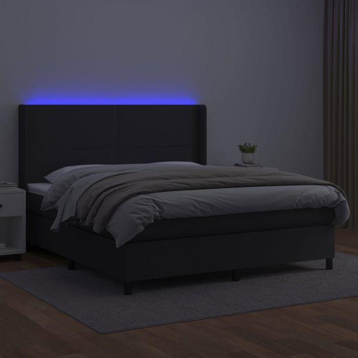 VidaXL Sommier à Lattes de Lit avec Matelas et LED, Lit Rembourré, Lit Double, Lit Adulte de Chambre à Coucher Intérieur, 3139271