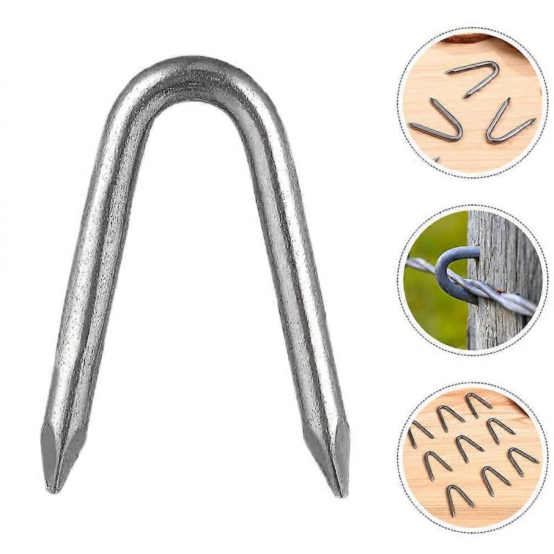 Riding Staples for Wire Mesh Fencing Securing 1 Bag Silver Iron Nails