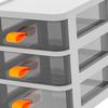 Schreibtisch-Aufbewahrungsbox vom Typ Schublade Transparentes Schreibtisch-Schreibwaren-Organizer mit orangefarbenem Griff 3 Schichten