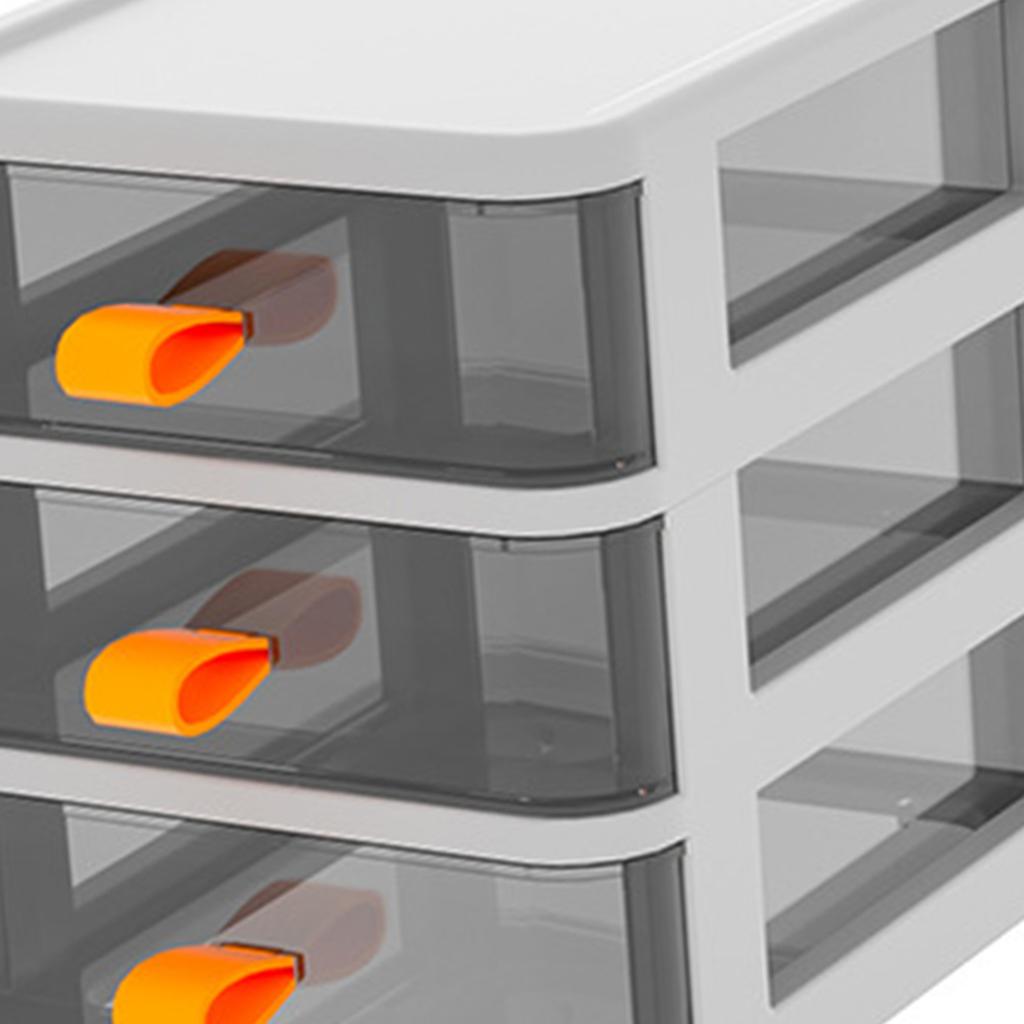 Schreibtisch-Aufbewahrungsbox vom Typ Schublade Transparentes Schreibtisch-Schreibwaren-Organizer mit orangefarbenem Griff 3 Schichten