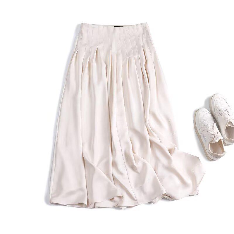 Women's Elegant Pleated Midi Skirt - Summer Fashion