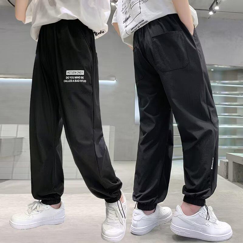 

Брюки для мальчиков, спортивные штаны, весенние новые детские тонкие абзацы со спортивными штанами, детская одежда 170 чёрный