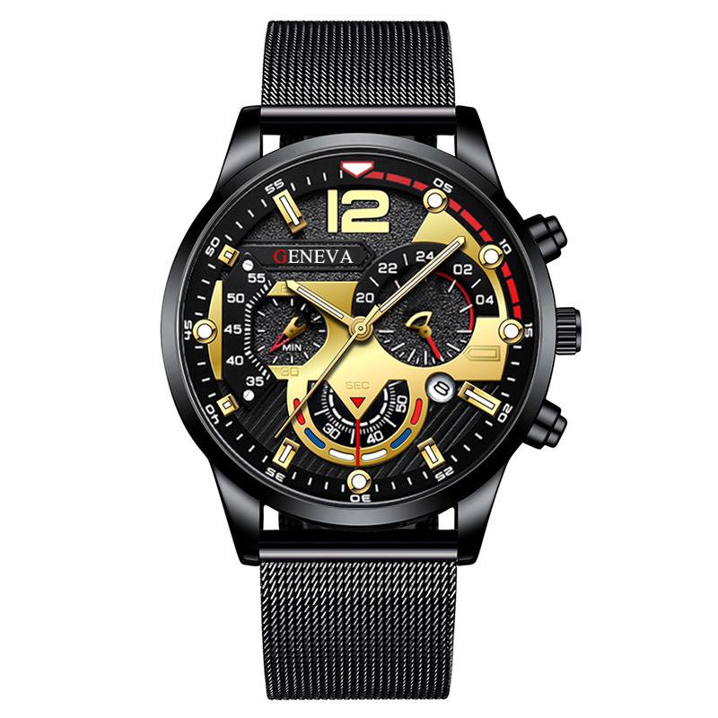 Men's Six-Hand Fashion Sports Quartz Watch with Luminous Dial and Milanese Band