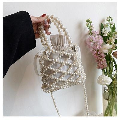 Fashion Lady Basket Handbag Summer Women's Shoulder Crossbody Bag Bohemia Travel Beach Bag Luxury Design Pearl Shopper Tote Bag