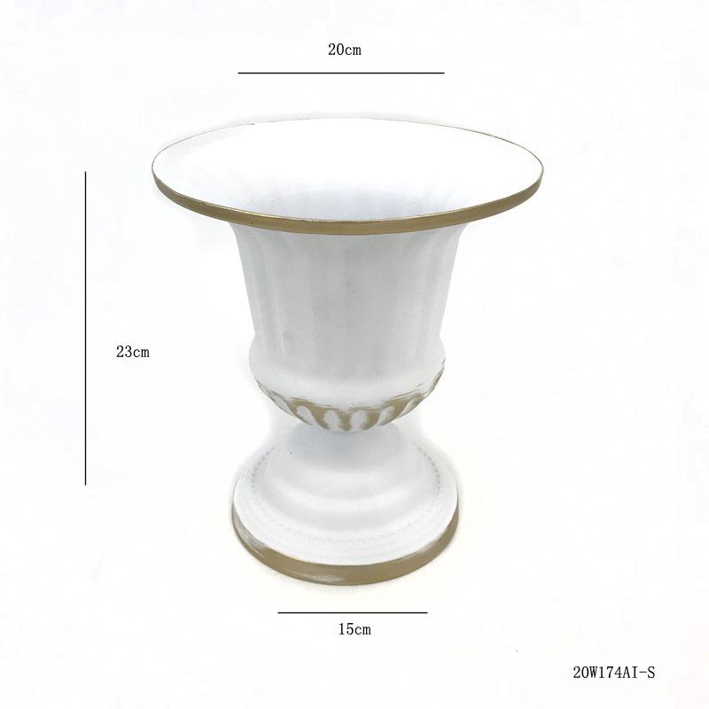 Antique Look Metal Flower Pot - Wedding Table Centerpiece Dried Flower Holder for Home Decor Vintage Style Photo Shoot Accessory