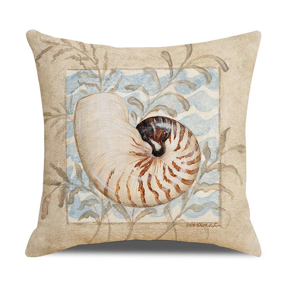 Retro Mediterranean Ocean Digital Print Linen Pillow Reading Cushion Home Furnishings