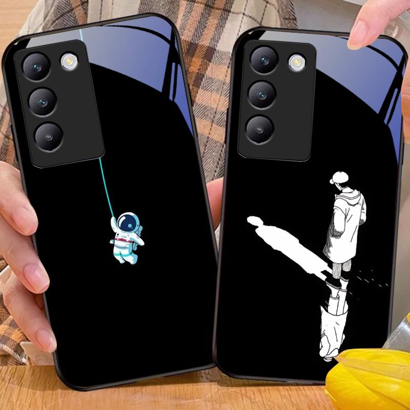 Vtipné ďábelské oči Pro Y72 33S 11 03 36 96 Lite 35 16 Iqoo 12 V40 SE 5G 29 40 21 30 X80 Pro Vivo Tvrzené sklo Kryt na telefon