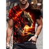 Tiger 3D-Druck T-Shirt Herren Kurzarm Mode Rundhals Bequem Große Größe Locker Lässiges T-Shirt