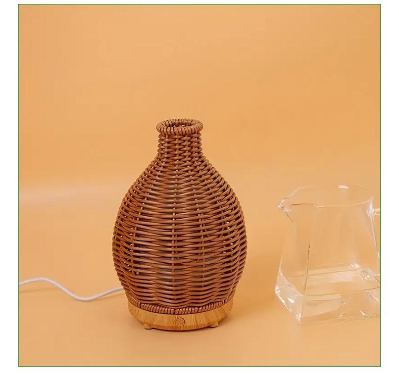 Wood Grain Rattan USB Ultrasonic Aroma Diffuser & Humidifier: Silent, Large Mist Volume