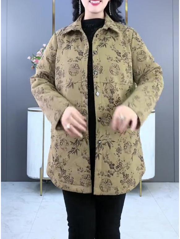 

Хлопковый кардиган свободного кроя с цветочным принтом для осени/зимы больших размеров для женщин среднего возраста 5XL 100-110 kg