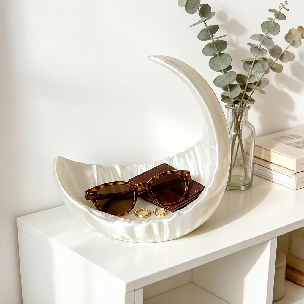 

1Pc Pearl White Moon Jewelry Storage Tray, Nordic Light Luxury Desktop Decorative Display Tray, Suitable For Storing Rings, Earrings, Necklaces белый