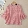 ZANZEA Women Casual O-neck Hollow Out Lace Patchwork 3/4 Sleeve Blouse