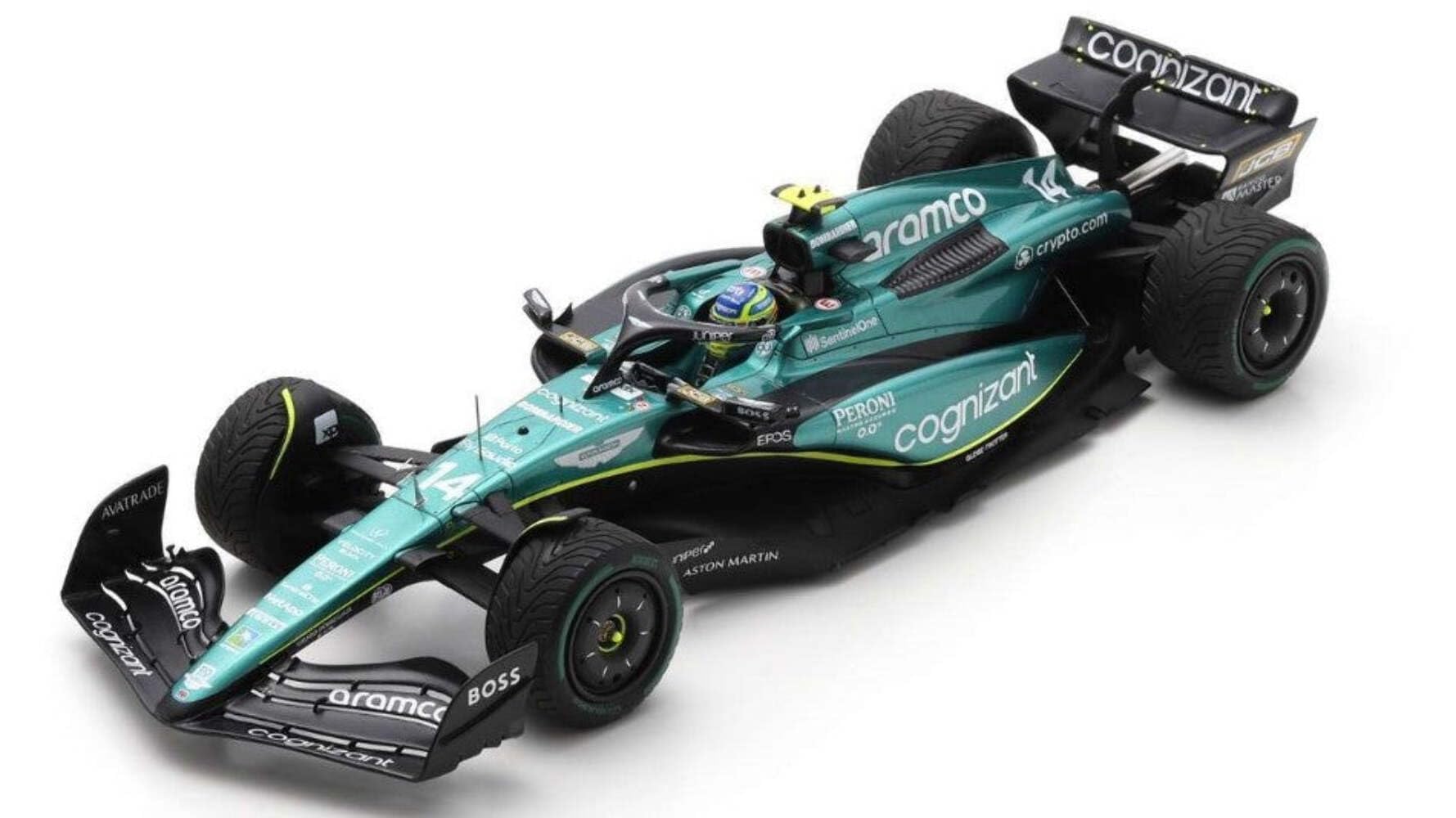 

Spark Aston Martin Aramco Cognizant AMR23 2023 F1 Гран-при Монако 2-е место Алонсо 1/18 #14 Ф.