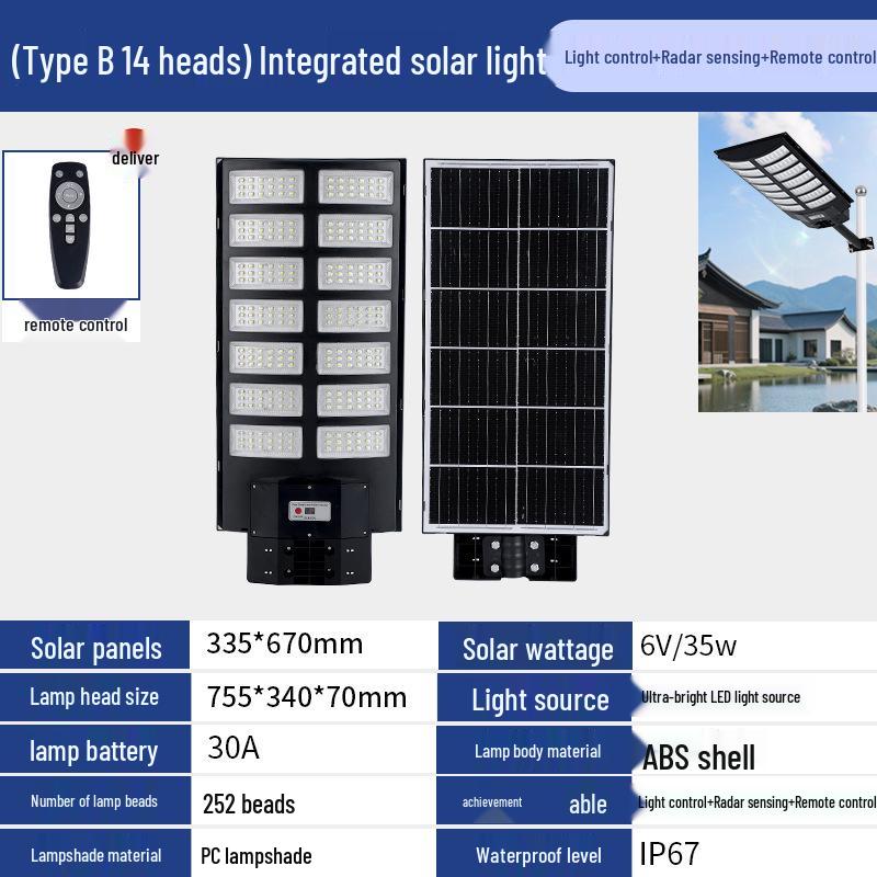 LED Solar Street Light with Radar Sensor for Outdoor Courtyard