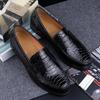 Fashion Snake Printing Leather Men Shoes Loafers Design Slip on Daily Casual Shoe Genuine Cowhide Handmade Sewing Comfortable Dress Shoe
