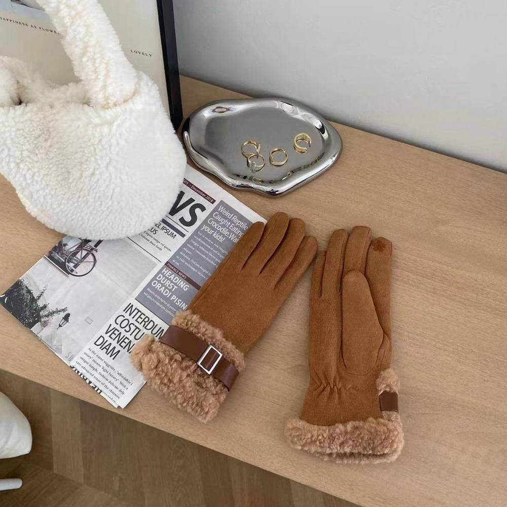 Full Finger Women's Winter Gloves Thickened Cycling Mittens Fashion Women Fleece Gloves  Mom