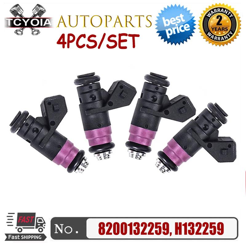 

4Pcs/lot H132259, 8200505191, 8200132259 Petrol Fuel Injectors For Renault Clio 3 Laguna / Megane / Scenic 2 3 1.4L 1.6L
