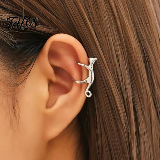 Clip on Earrings for Women 1 Pc Cute Cat Ear Cuff Earring Women, Funny Kitten Animal Cartilage Wrap Around Earring, Non Piercing Crawler Climber