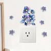 Realistic Blue Botanical Floral Switch Stickers, Self-Adhesive Decor for Room Outlet Wall Decoration