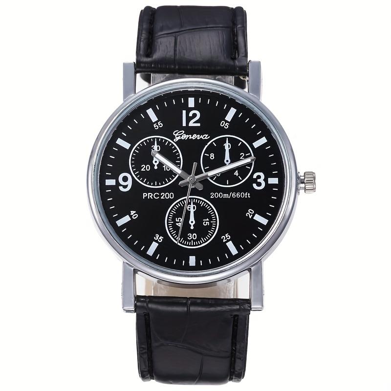 Classic Three-Eye Men's Quartz Watch - Fashionable Timepiece with Date Display and Leather Strap - Ideal Gift for Him