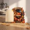 Fall Home Decor Accents Elf Wooden Door Halloween Decor, 2D Fairy Mouse Miniature Wall Rustic Autumn Shelf Hanging, Ornament for Home, Thanksgiving