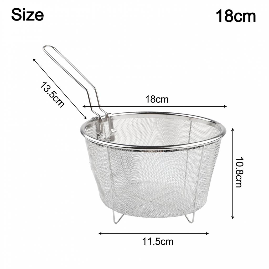 Easy Food Release Non-Stick Fry Basket Portable Colander Strainer With Handle