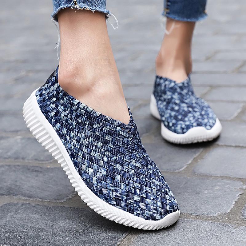 Summer Women Lightweight Slip on Sneakers Casual Plus Size Flats Loafers Soft Beach Walking Sports Shoes