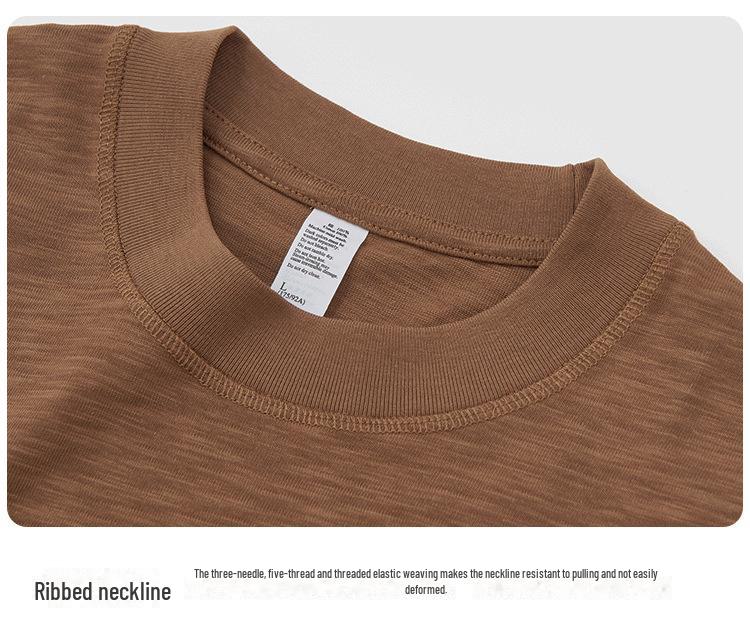 American Retro Bamboo Cotton Short-Sleeve T-Shirt - Breathable, Solid Color, Loose Fit