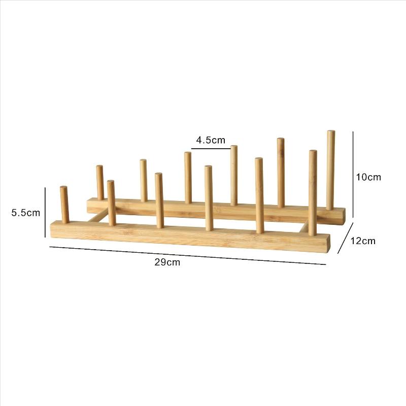 Natural Bamboo Plate Drying Rack  Waterproof Coating Multi Sizes Kitchen Counter Dish Storage Stand A