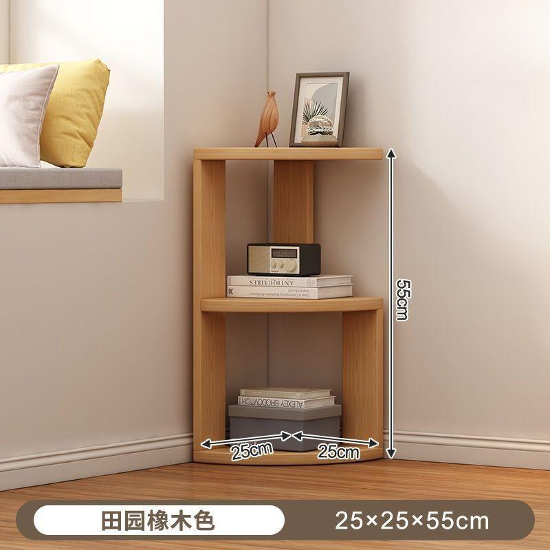 Corner Cabinet, Multi-layer Solid Wood Storage Rack for Living Room, Floor-standing or Wall-mounted Bookshelf for Corner Storage