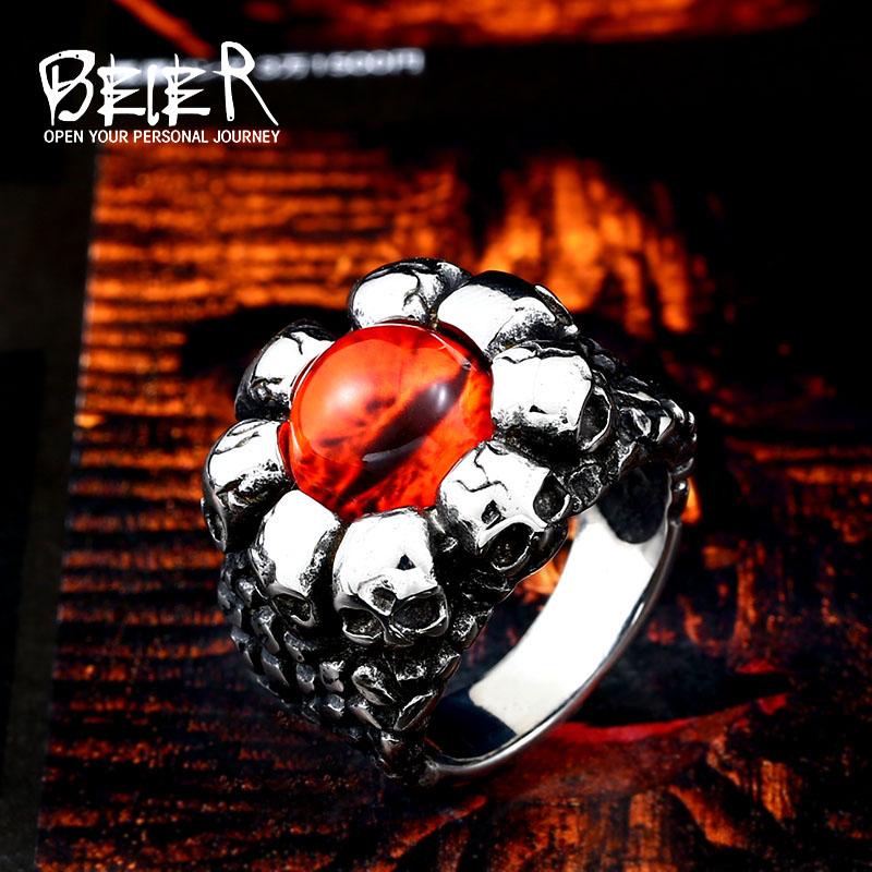 

BEIER 316L Stainless Steel Vintage Men Ring Orange/Yellow colour Fashion Jewelry Gift Dropshipping LLBR8-608R 7 красный