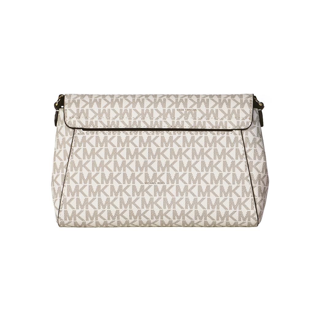 Michael Kors Logo Print Magnetic Closure Leather Trim Crossbody Bag Medium Women crossbody bag White 35H8GTTC6B-VANILLA