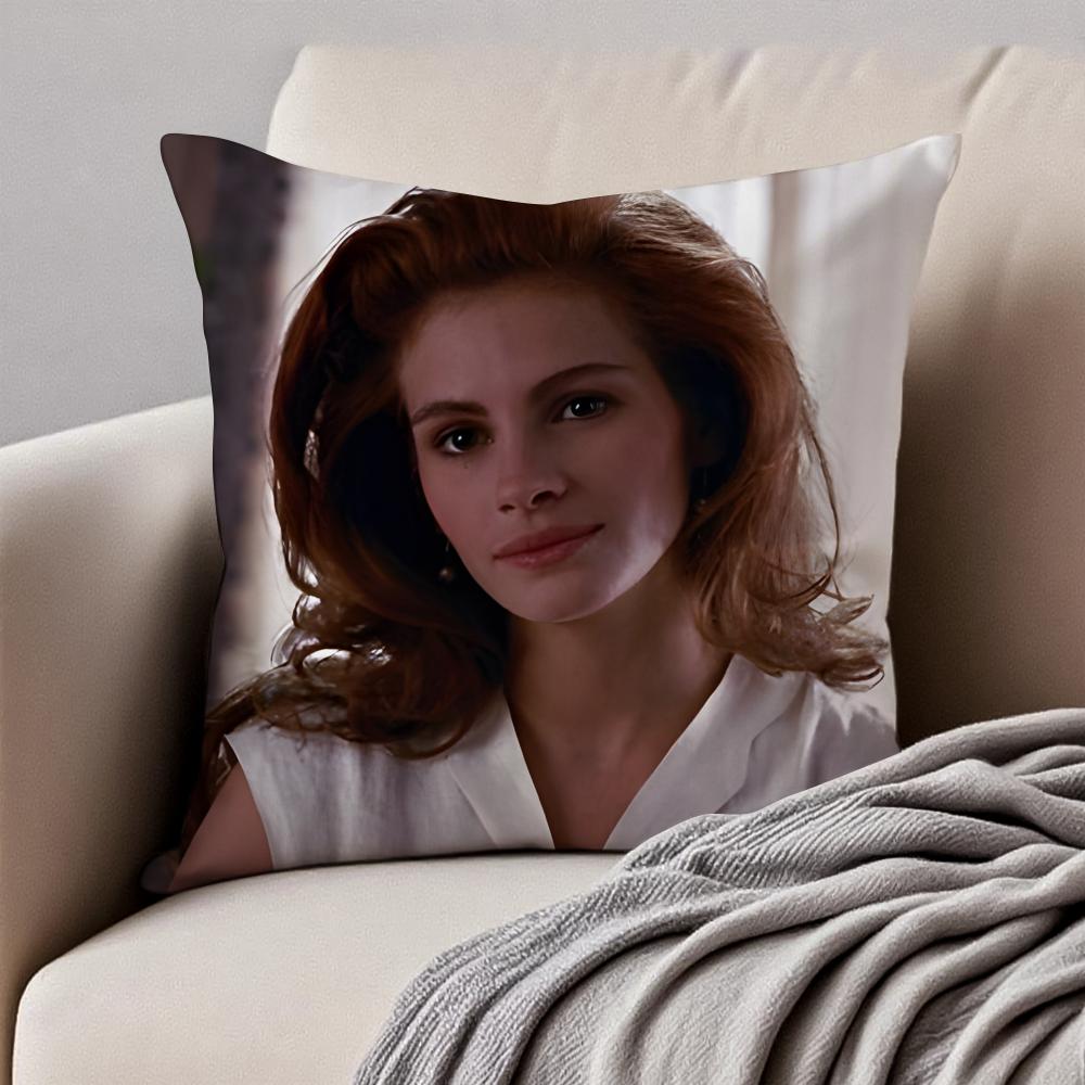 JJulia Roberts Cushion Cover Pillowcase Antidustmite Invisible Zipper Short Plush Sofa Cushion