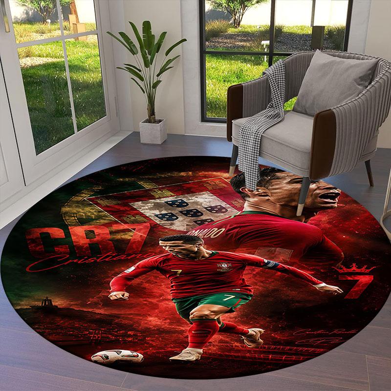 CR7 Round Area Rug,Carpet Rug for Living Room Bedroom Sofa Playroom Decor,Non-slip Floor Mat