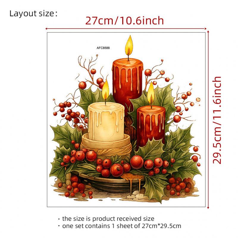 Festive Christmas Candle Toilet Stickers - Merry & Fun Self-Adhesive Decor