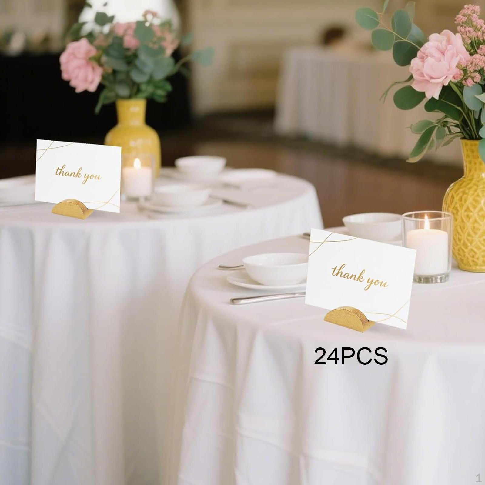 

24Pcs Place Card Holders for Table Business Wooden Decors Display Semicircular Design